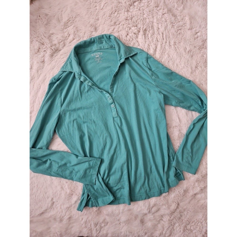 Riders by Lee Teal Green Henley Long Sleeve Top XL